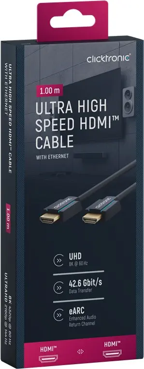 CLICKTRONIC Kabel HDMI 2.1 UltraHD 8K 60Hz HDR10+ 1m