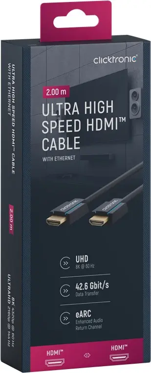 CLICKTRONIC Kabel HDMI 2.1 UltraHD 8K 60Hz HDR10+ 2m