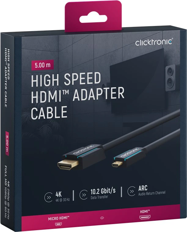 CLICKTRONIC Kabel HDMI - HDMI Micro HD/4K/3D TV 5m OUTLET
