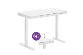 Elegant electrically adjustable desk with inductive charger Spacetronik Astrid SPE-B136WW