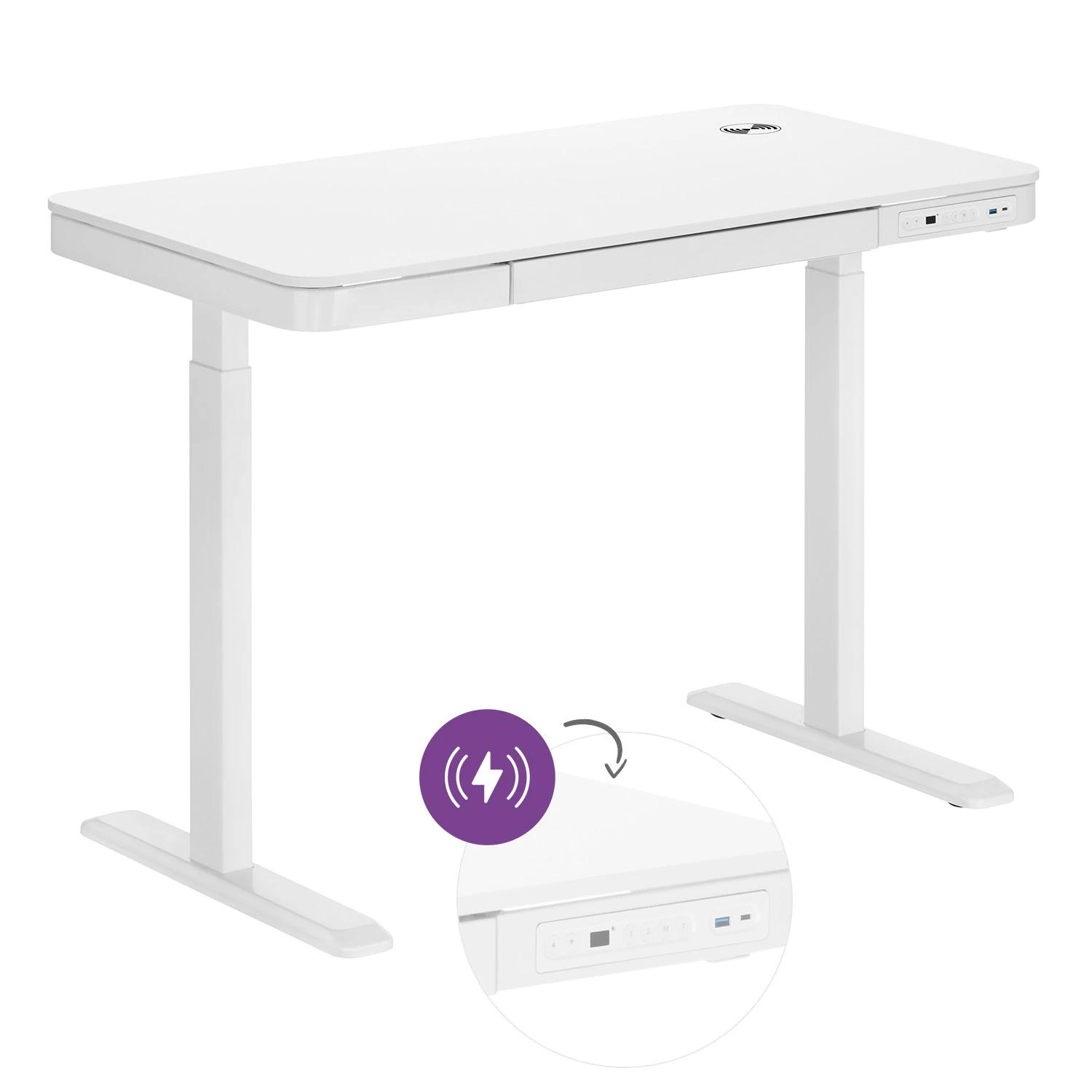 Elegant electrically adjustable desk with inductive charger Spacetronik Astrid SPE-B136WW