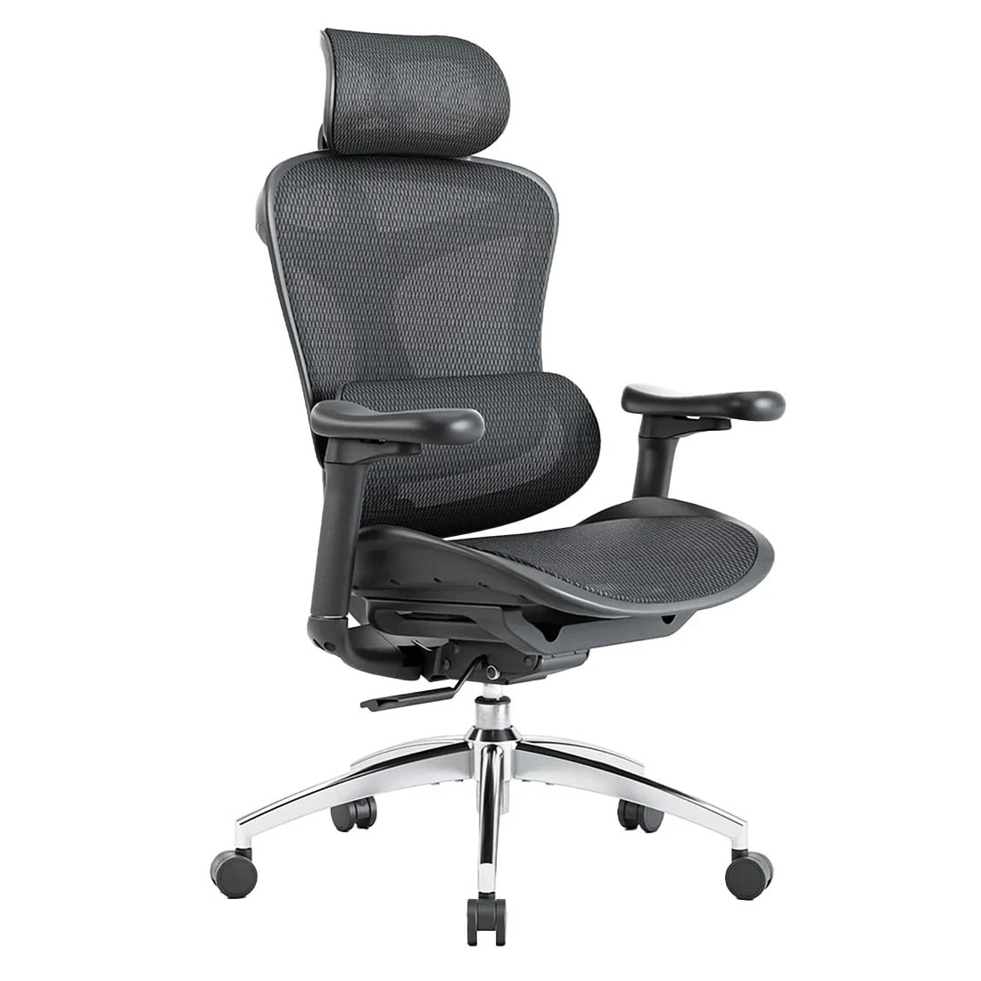 Ergonomic, black desk chair with adjustable headrest and armrests Spacetronik DORIS 30