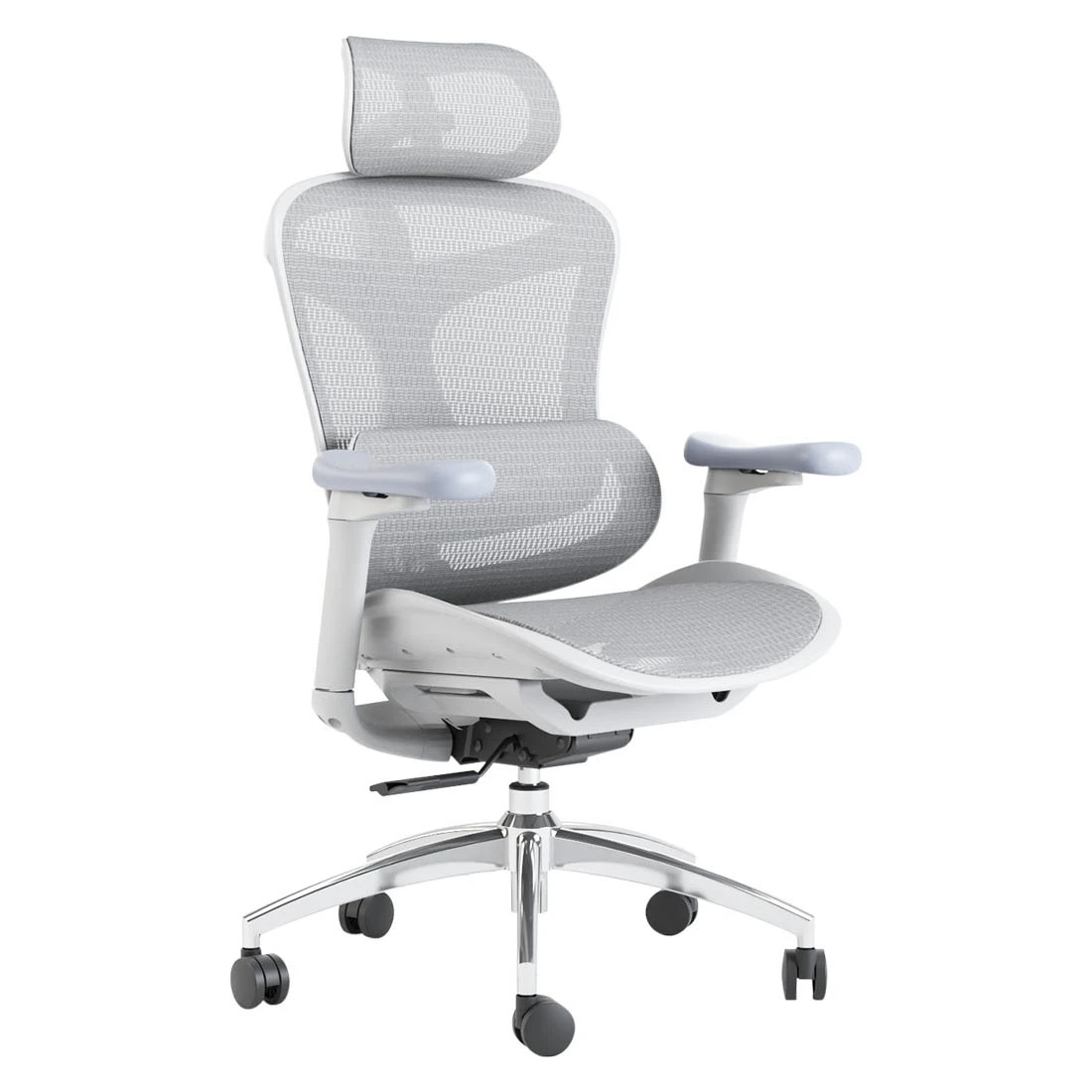 Ergonomic, gray office chair with adjustable headrest and armrests Spacetronik DORIS 30