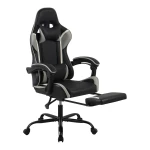 Spacetronik Rally ergonomic office chair with footrest and pillows, black and gray