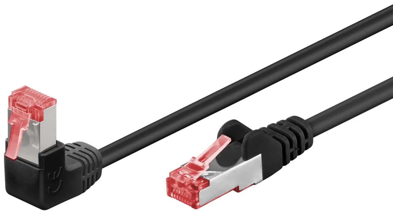 Kabel LAN Patchcord CAT 6 S/FTP CZARNY KĄTOWY 1x90st. 5m