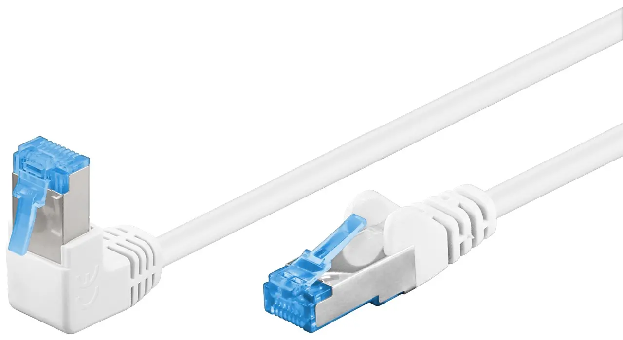 Kabel LAN Patchcord CAT 6A S/FTP KĄTOWY 1x90 biały 5m
