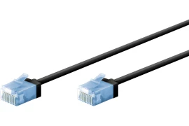 Kabel LAN Patchcord CAT 6A ULTRA CIENKI elastyczny czarny 0,25m