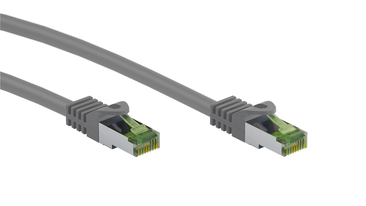 Kabel LAN Patchcord CAT 8.1 S/FTP cert. GHMT MIEDŹ szary 0,5m