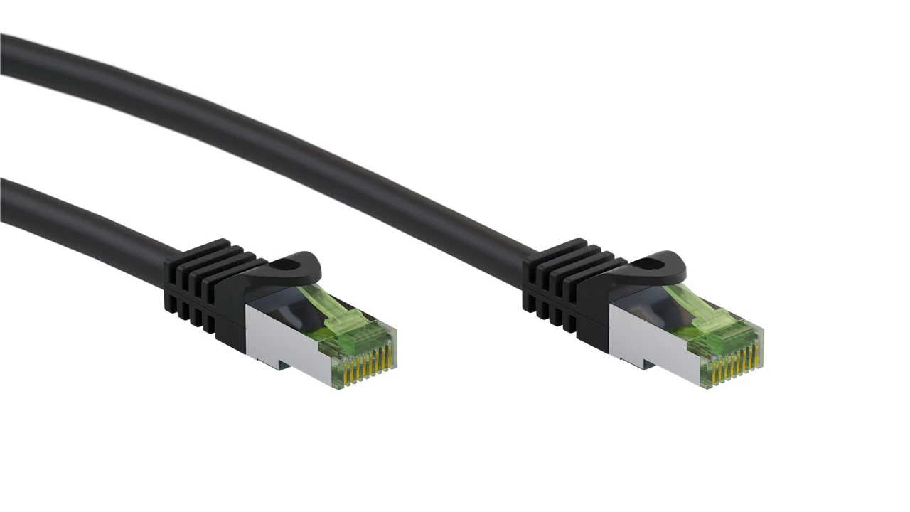 Kabel LAN Patchcord CAT 8.1 S/FTP cert. GHMT MIEDŹ czarny 0,25m
