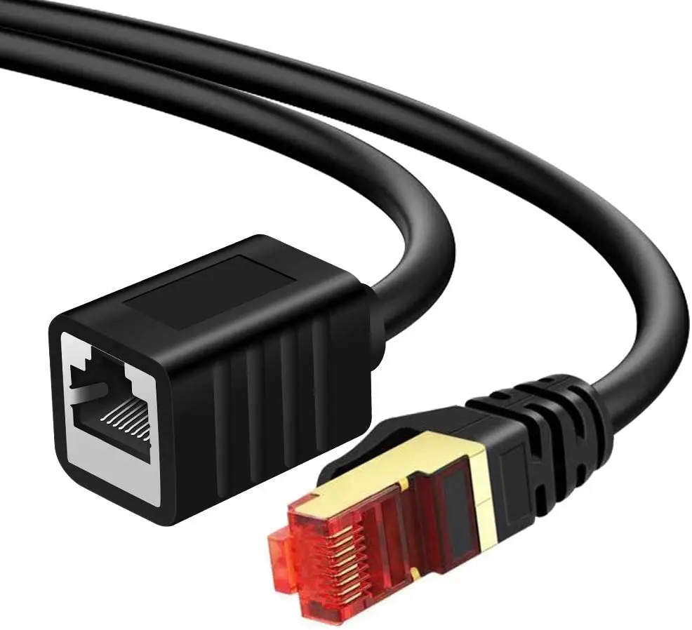 Kabel LAN przedłużacz CAT7  S/FTP CU czarny 0,5m