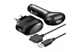 Ładowarka Goobay 3w1 iPhone iPad 230V / 12V / USB Czarna