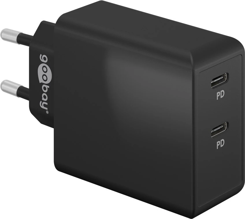 Ładowarka sieciowa 2x USB-C szybkie ładowanie 36W Power Delivery Goobay czarna