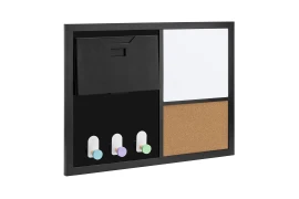 Magnetic Dry Erase + Cork Wall Board 600x452 mm with 3 Holders
