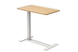 Wooden Bed Table with Adjustable Height Spacetronik BUDDY 07, Light Wood Top, White Frame