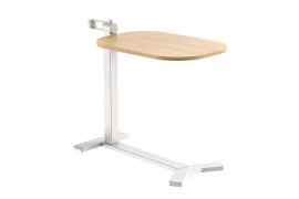 Bed Table with Adjustable Height Spacetronik BUDDY 06, Light Wood Top, White Frame