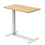 Wooden Bed Table with Adjustable Height Spacetronik BUDDY 08, Light Wood Top, White Frame