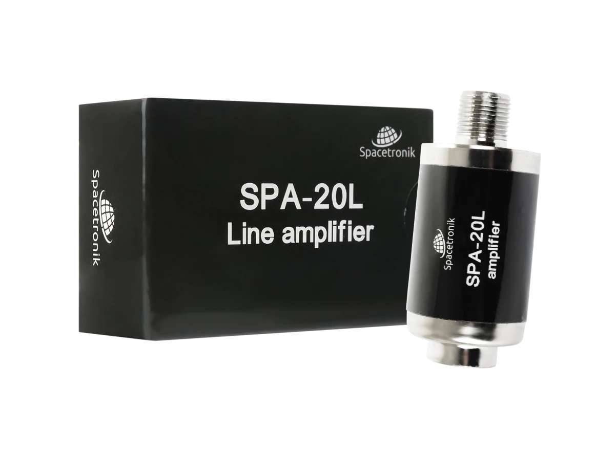 Line antenna amplifier DVB-T2 12V 20dB Spacetronik SPA-20L