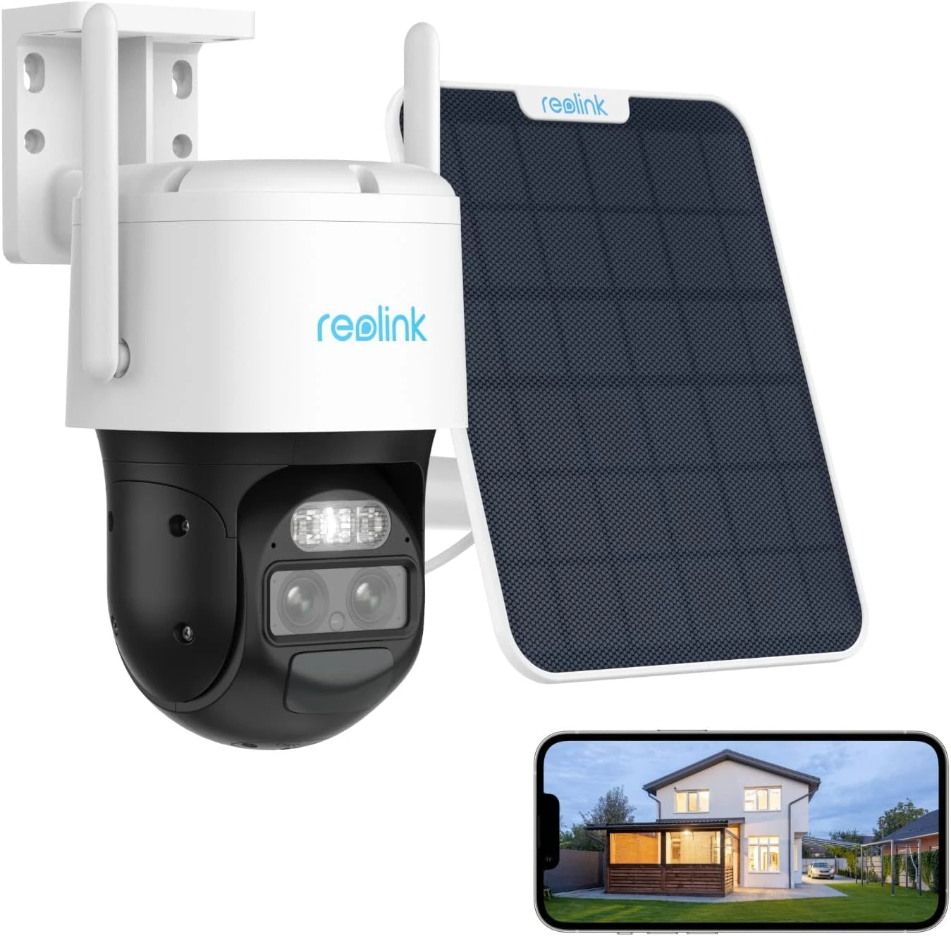 Zestaw Kamera Wi-Fi Reolink Trackmix auto-zoom + panel solarny biały