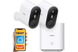 Outdoor monitoring kit with 2 wireless cameras  5MP and memory drive Aosu SL-C6S-2H