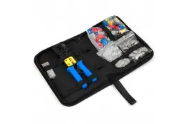 Set - Professional pass-through RJ crimping tool with RJ45 plugs and shields PT-S01
